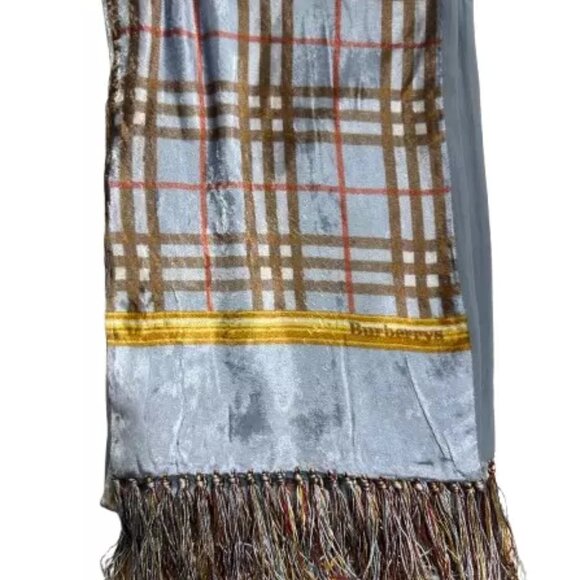 Burberry Blue and Brown Plaid Scarf - Picture 4 of 8